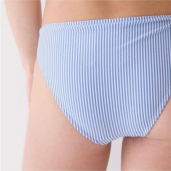 J Crew Blue White Seersucker Hipster Bikini Bottom Sz M NWT - Picture 14 of 16